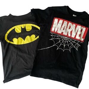 Marvel and Batman Kids Costume T-Shirts - Black and Yellow